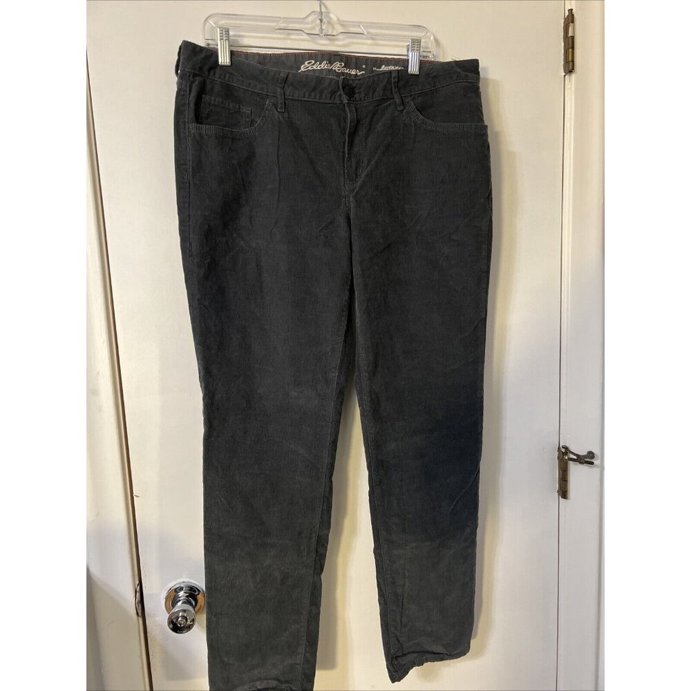 Eddie Bauer Jeans Women's Size 14‎ Dark Gray Boyfriend Slim Fit Corduroy Pants